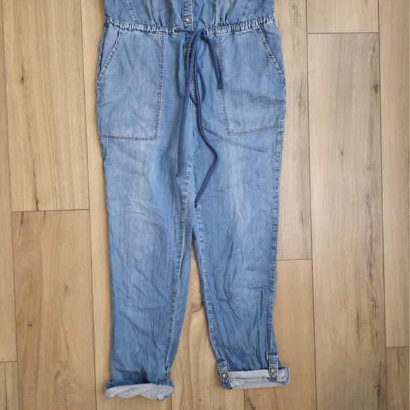 Anthropologie Holding Horses Tencel Chambray Overall Jumpsuit Women Sz 8 - Picture 9 of 12